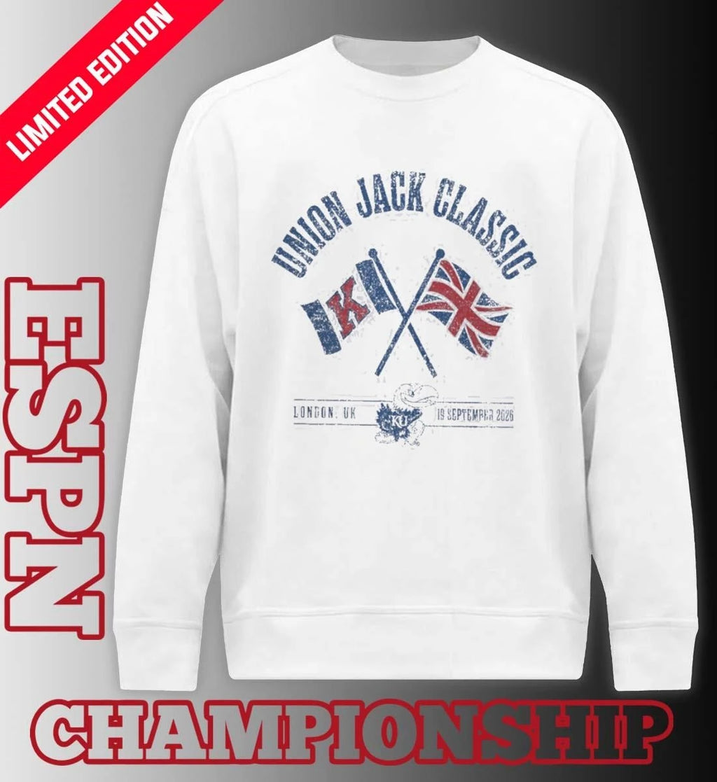 Official University Of Kansas Football 2026 London Union Jack Classic Bound Shirt
