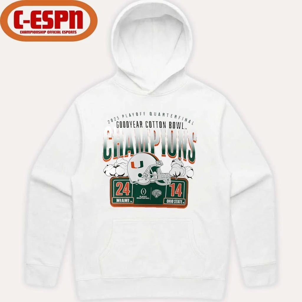Official University Of Miami Cotton Bowl Champions Scoring Drive T-Shirt