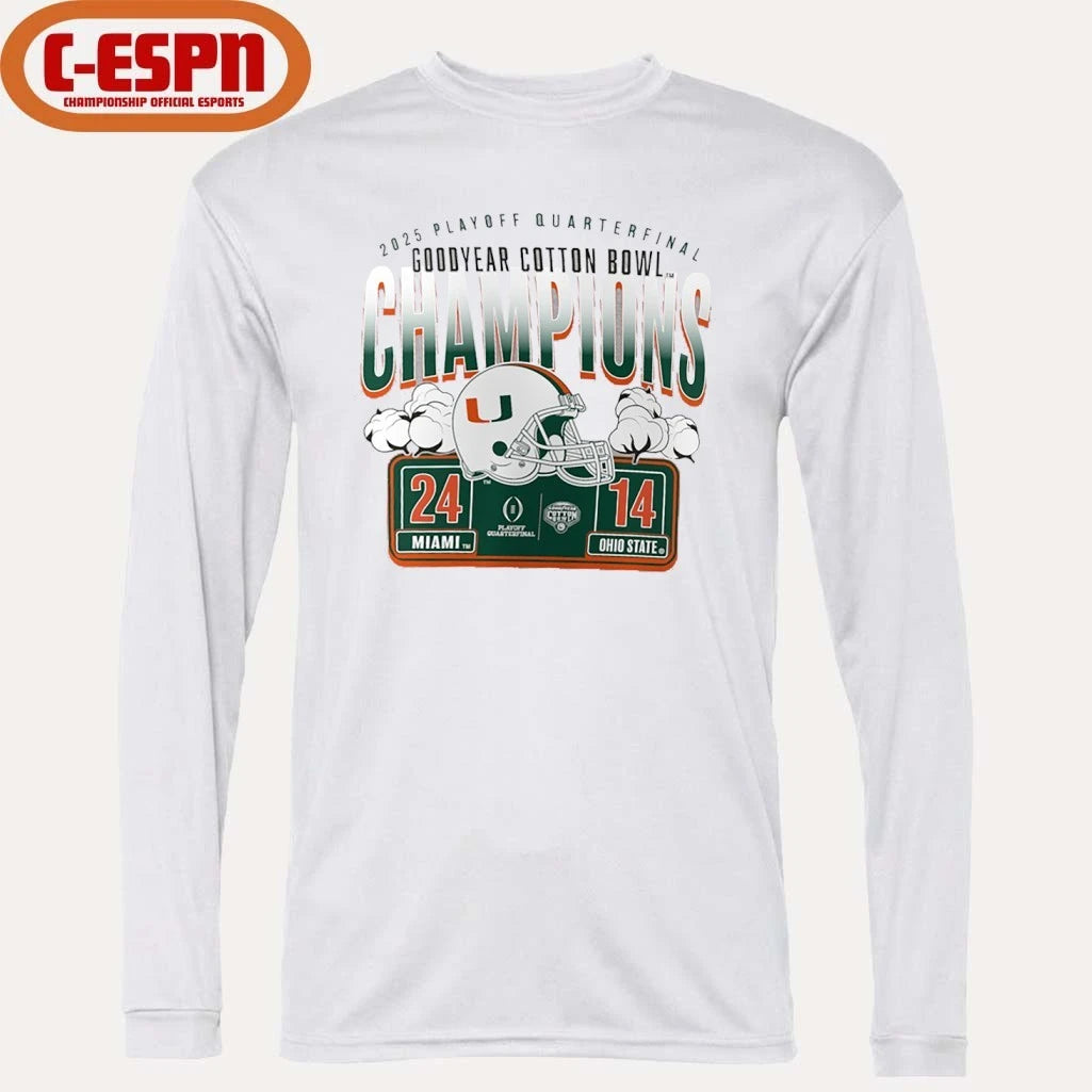 Official University Of Miami Cotton Bowl Champions Scoring Drive T-Shirt