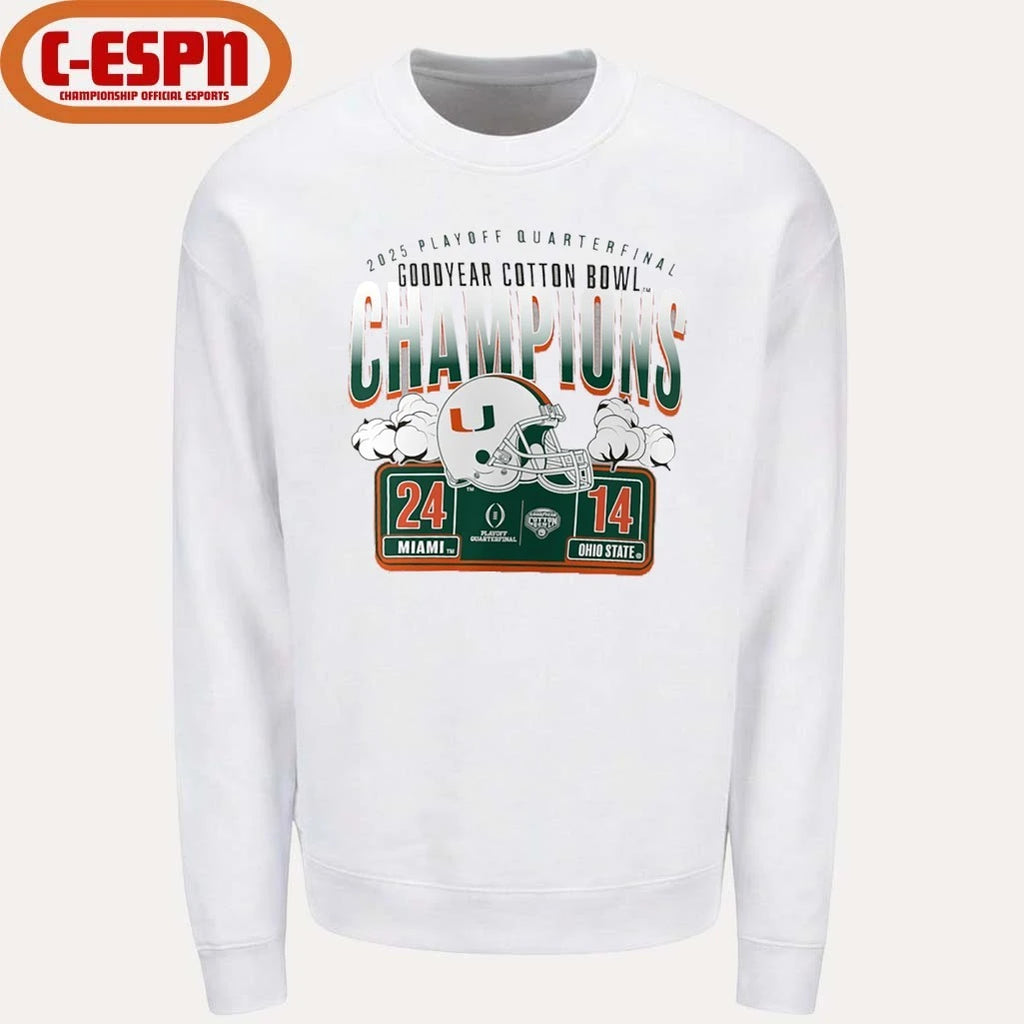 Official University Of Miami Cotton Bowl Champions Scoring Drive T-Shirt