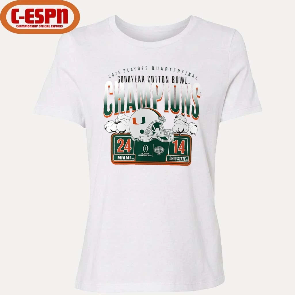 Official University Of Miami Cotton Bowl Champions Scoring Drive T-Shirt