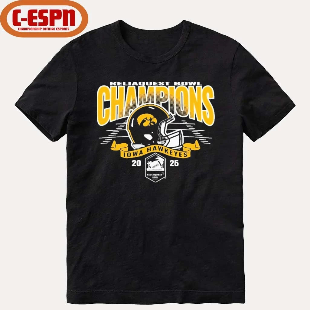 Official University of Iowa Hawkeyes Football 2025 ReliaQuest Bowl Champions Shirt