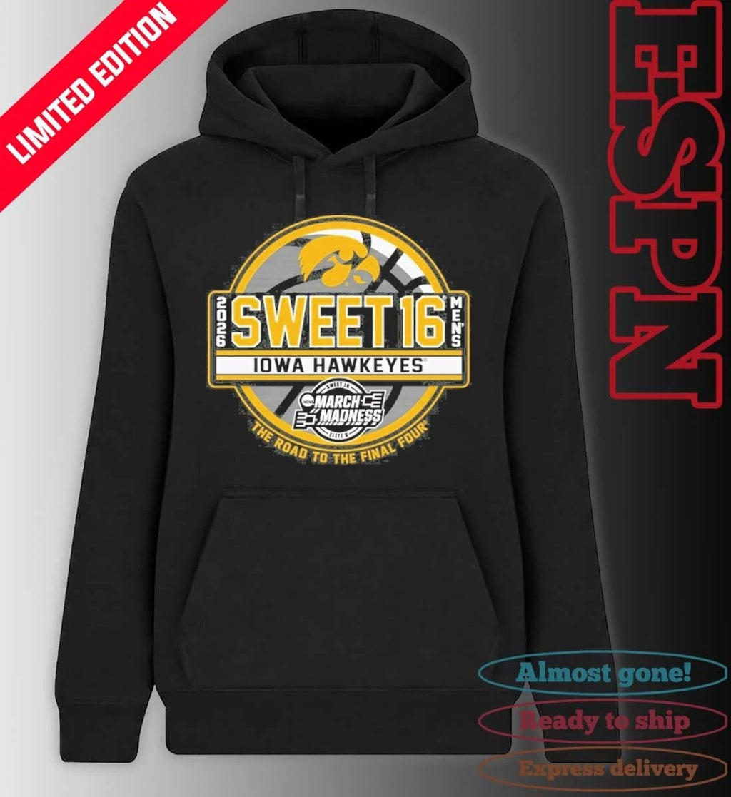 Official University of Iowa Men’s Basketball 2026 Sweet 16 Shirt