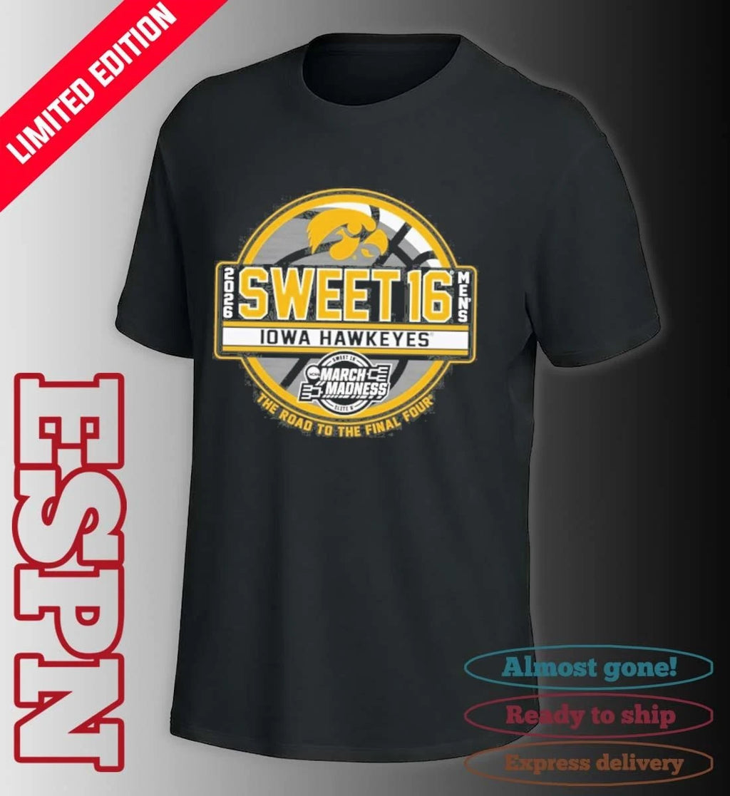 Official University of Iowa Men’s Basketball 2026 Sweet 16 Shirt