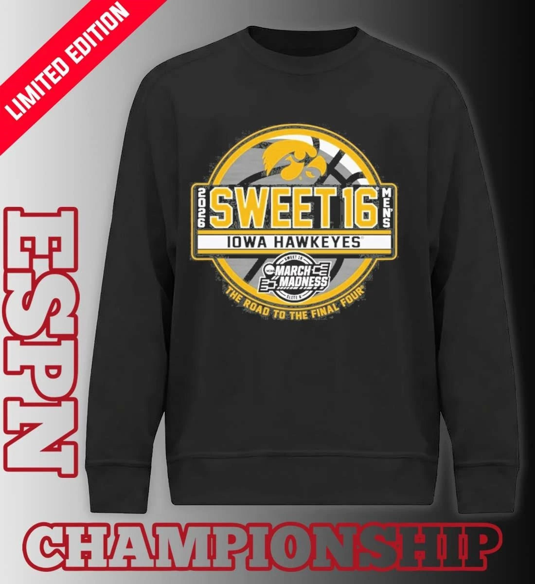 Official University of Iowa Men’s Basketball 2026 Sweet 16 Shirt