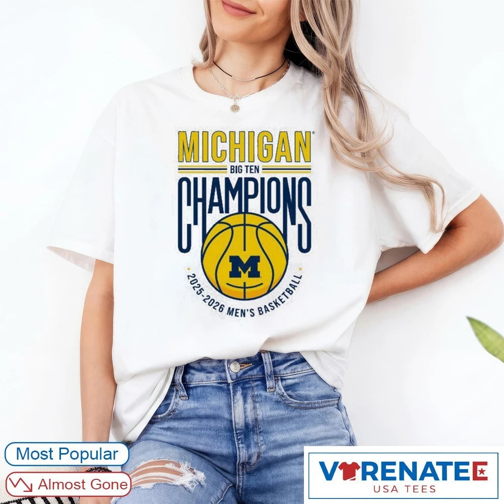 Official University of Michigan Men’s Basketball 2025-2026 Big Ten Regular Season Champions T-Shirt