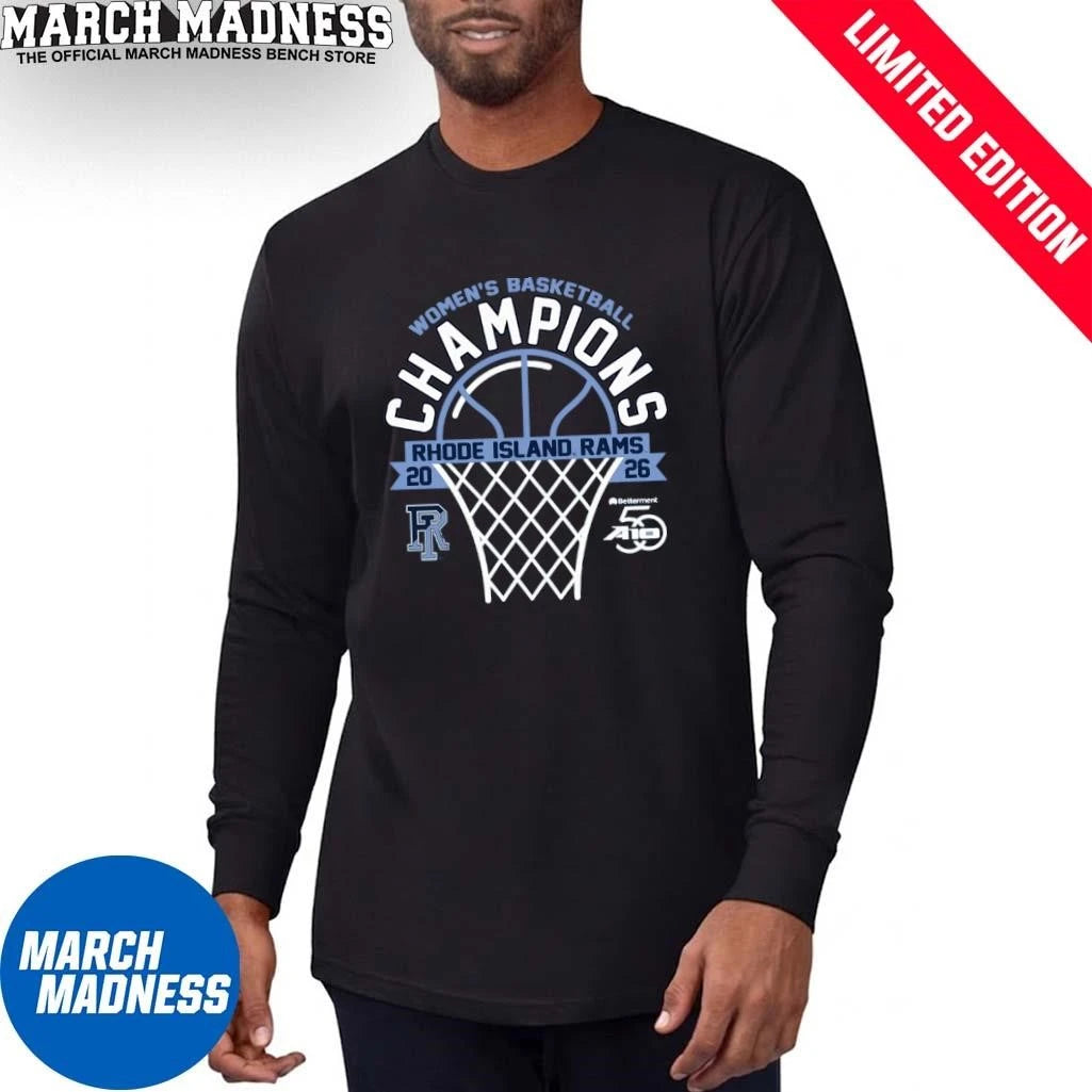 Official University of Rhode Island Rams Atlantic 10 Women’s Basketball Tournament Champions T-Shirt