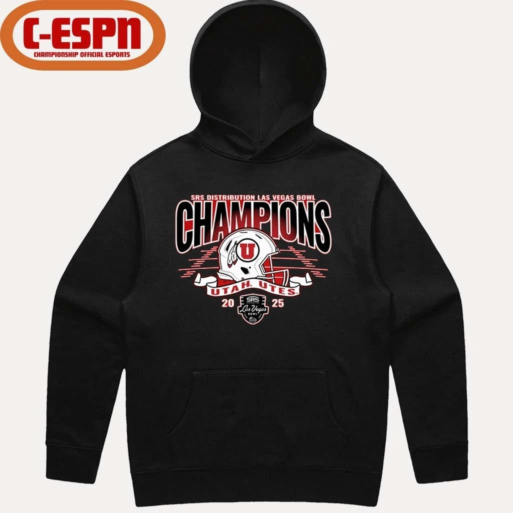 Official Utah Utes 2025 Las Vegas Bowl Football Champions Helmet Shirt