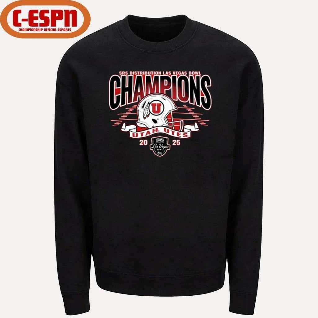 Official Utah Utes 2025 Las Vegas Bowl Football Champions Helmet Shirt