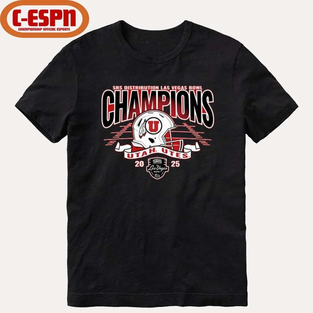 Official Utah Utes 2025 Las Vegas Bowl Football Champions Helmet Shirt