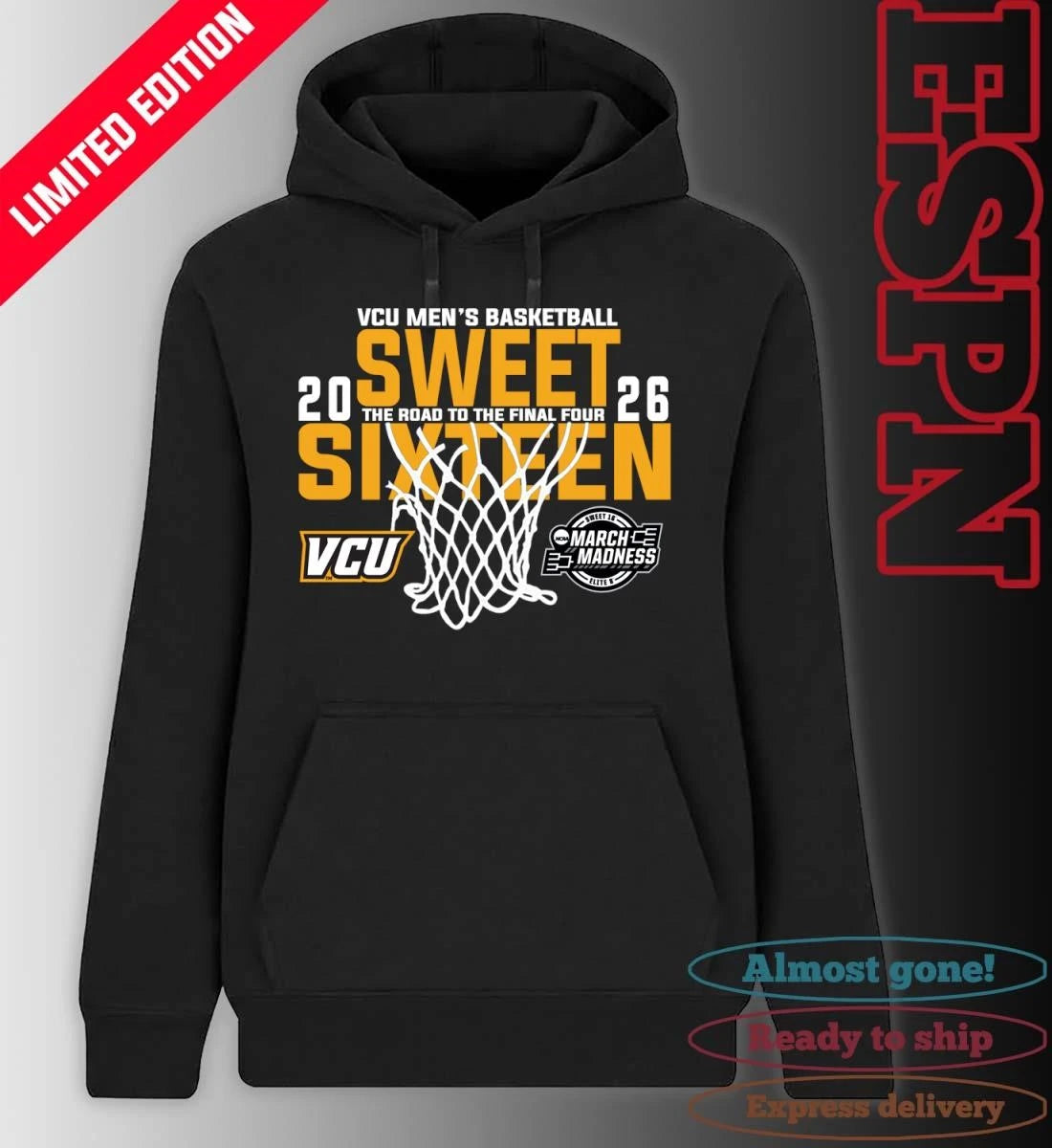 Official VCU Men’s Basketball 2026 Sweet Sixteen The Road To The Final Four Shirt