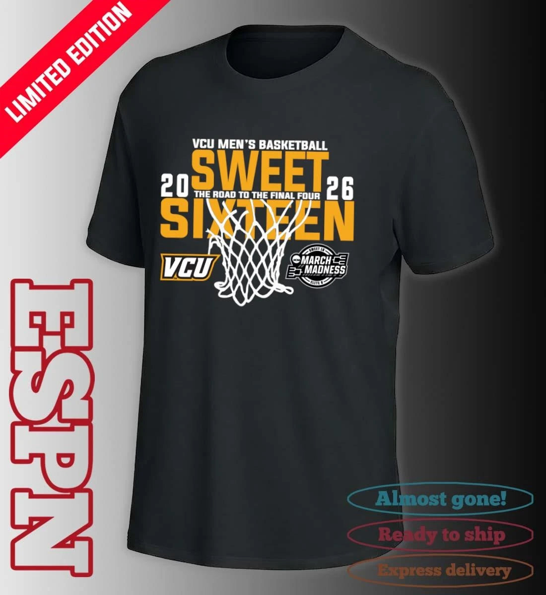 Official VCU Men’s Basketball 2026 Sweet Sixteen The Road To The Final Four Shirt