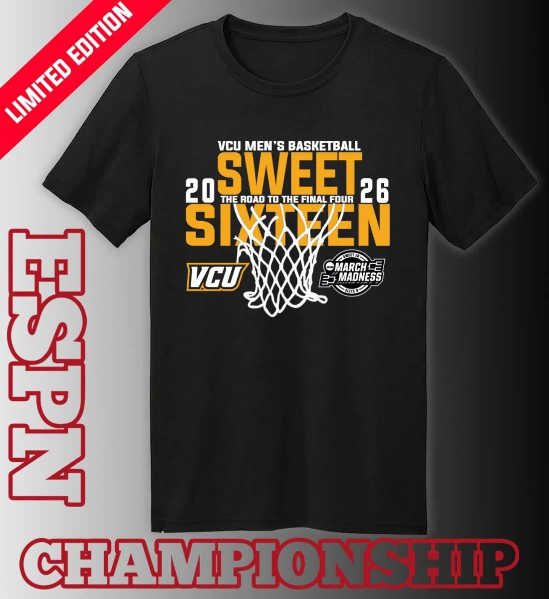 Official VCU Men’s Basketball 2026 Sweet Sixteen The Road To The Final Four Shirt
