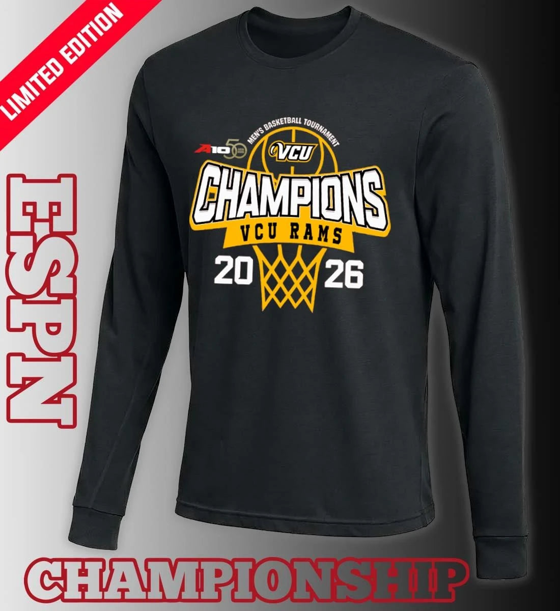 Official VCU Rams 2026 Atlantic 10 Men’s Basketball Tournament Champions Shirt