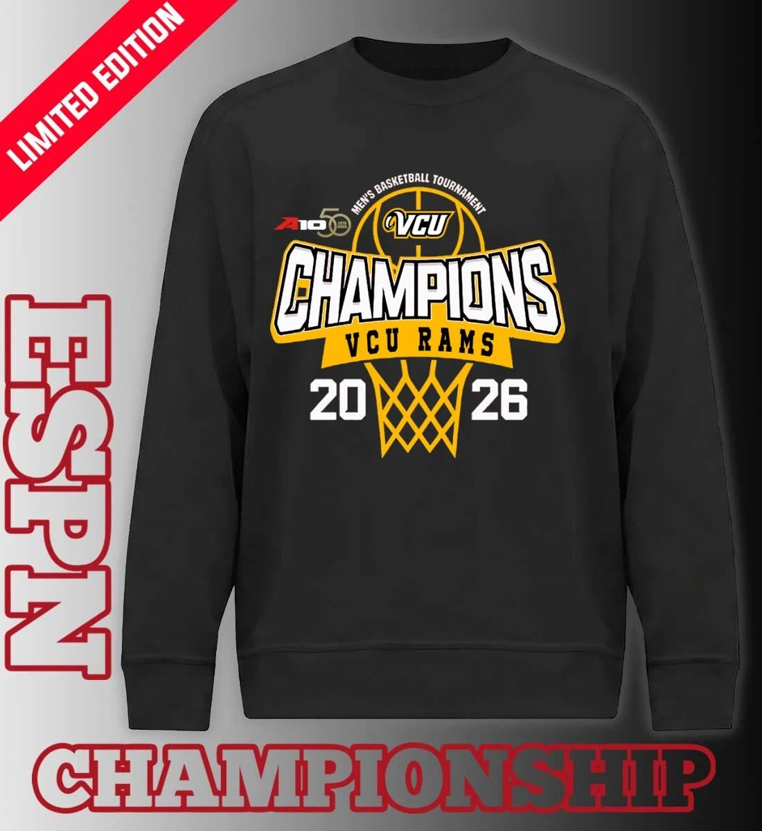 Official VCU Rams 2026 Atlantic 10 Men’s Basketball Tournament Champions Shirt