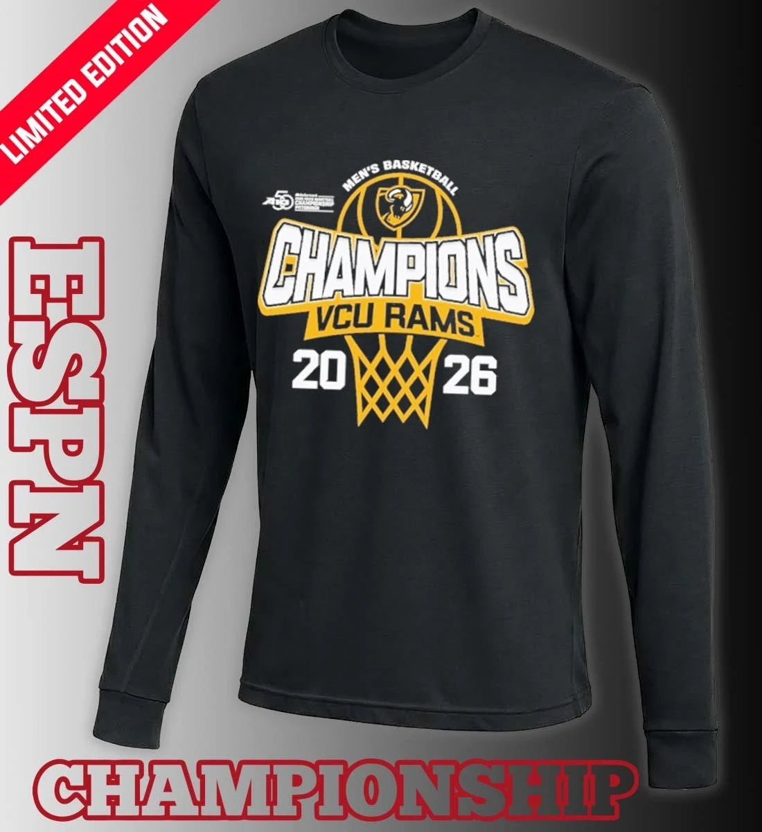 Official VCU Rams A-10 Men’s Basketball Tournament Champions Official T-Shirt