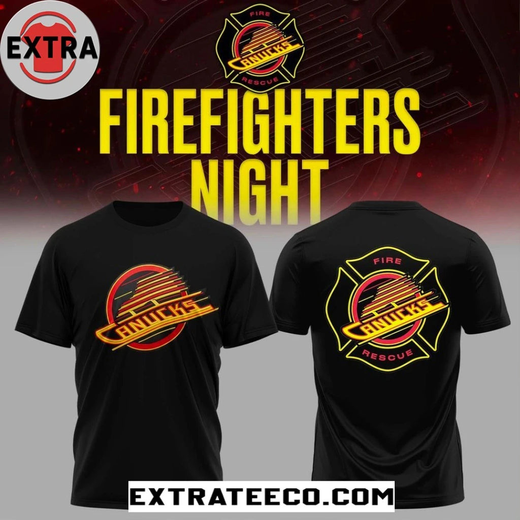 Official Vancouver Canucks Firefighters Night Logo Two Sided Hoodie Shirt