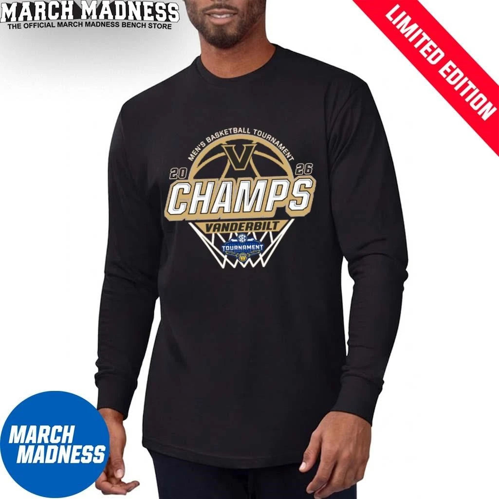 Official Vanderbilt Commodores 2026 SEC Men’s Basketball Tournament Champions Locker Room T-Shirt