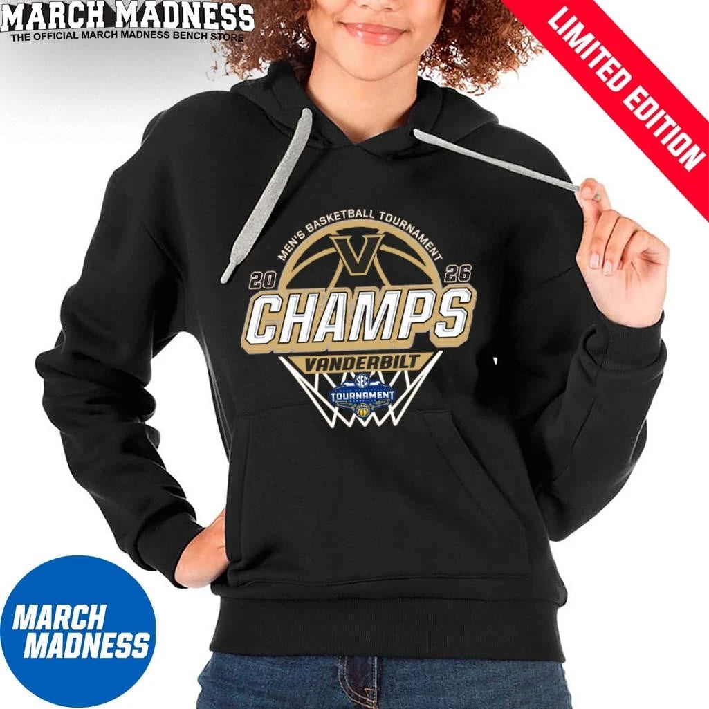 Official Vanderbilt Commodores 2026 SEC Men’s Basketball Tournament Champions Locker Room T-Shirt