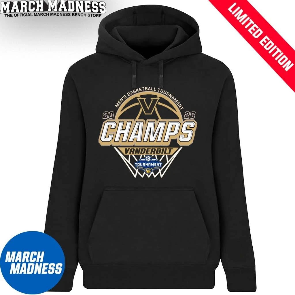 Official Vanderbilt Commodores 2026 SEC Men’s Basketball Tournament Champions Locker Room T-Shirt
