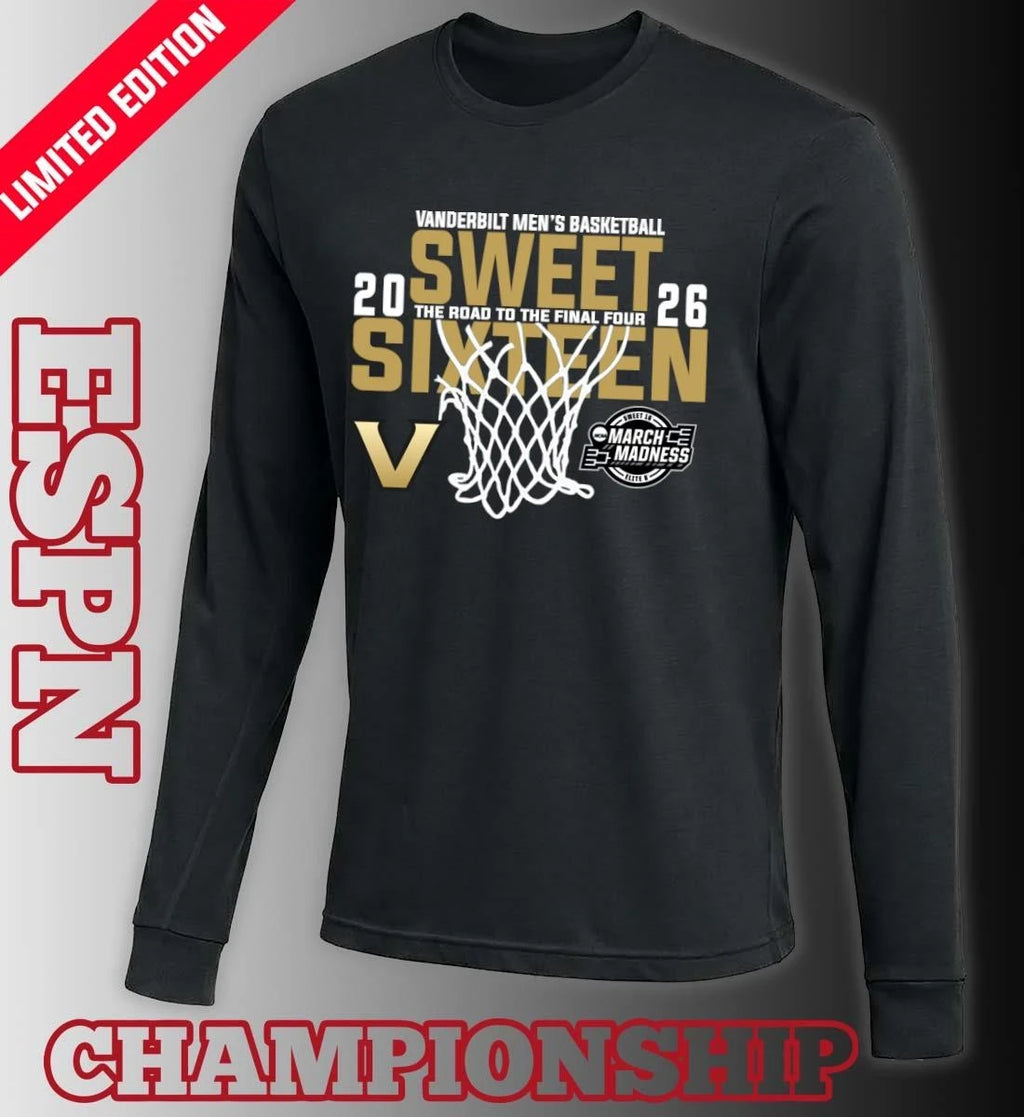 Official Vanderbilt Men’s Basketball 2026 Sweet Sixteen The Road To The Final Four Shirt