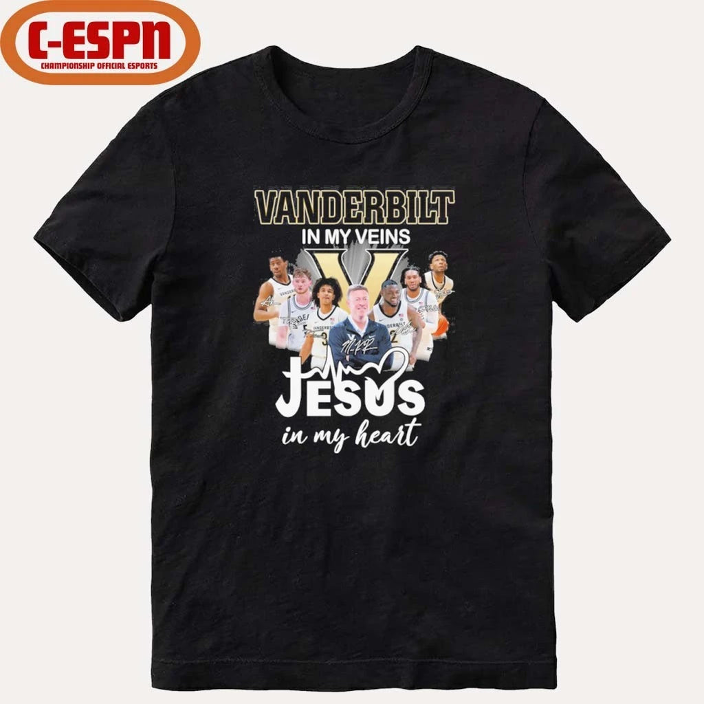 Official Vanderbilt Men’s Basketball In My Veins Jesus In My Heart Shirt