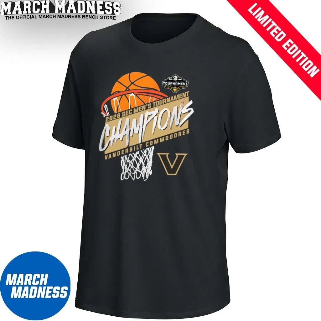 Official Vanderbilt Men’s Basketball SEC Tournament Champions Basket T-Shirt