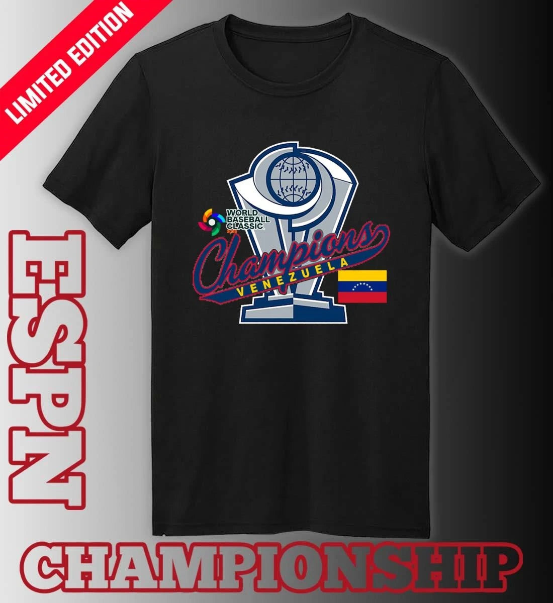 Official Venezuela 2026 World Baseball Classic Champions Trophy Shirt