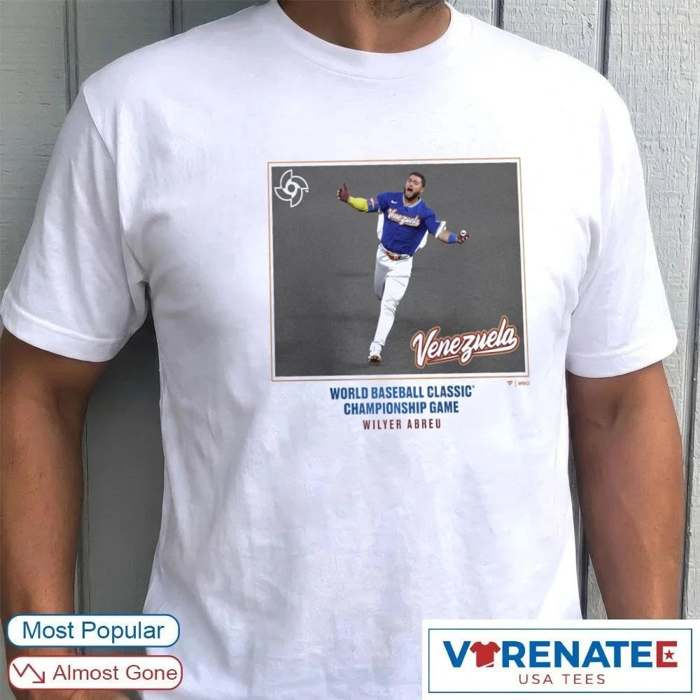 Official Venezuela Baseball Wilyer Abreu 2026 World Baseball Classic Championship Game Home Run T-Shirt