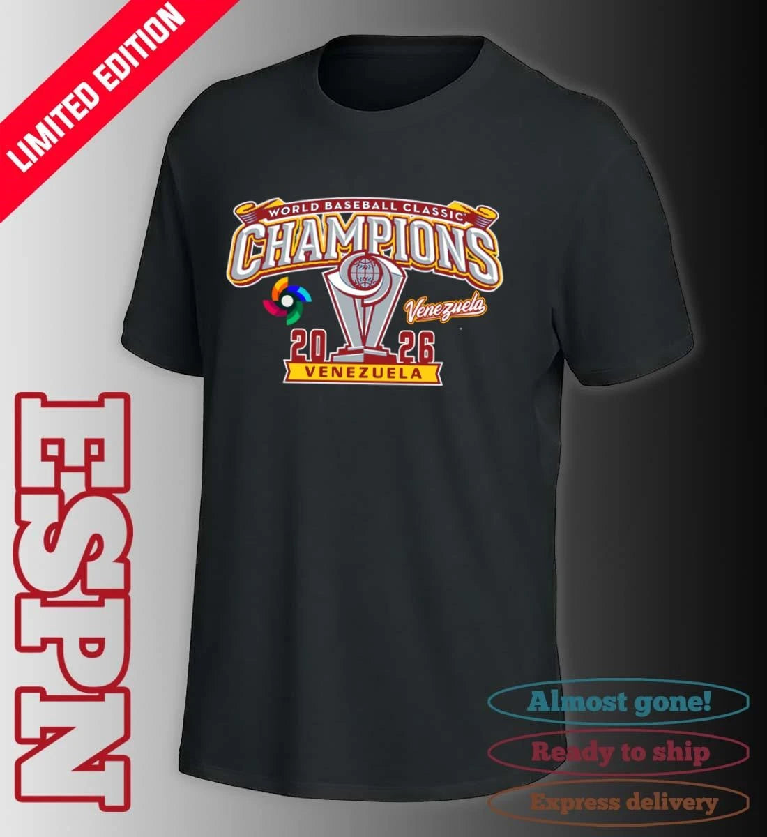Official Venezuela Baseball World Baseball Classic 2026 Champions T-Shirt