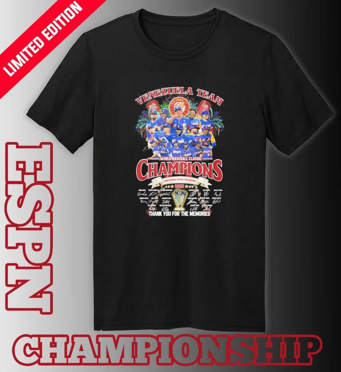 Official Venezuela Team World Baseball Classic Champions 2026 Thank You For The Memories Shirt