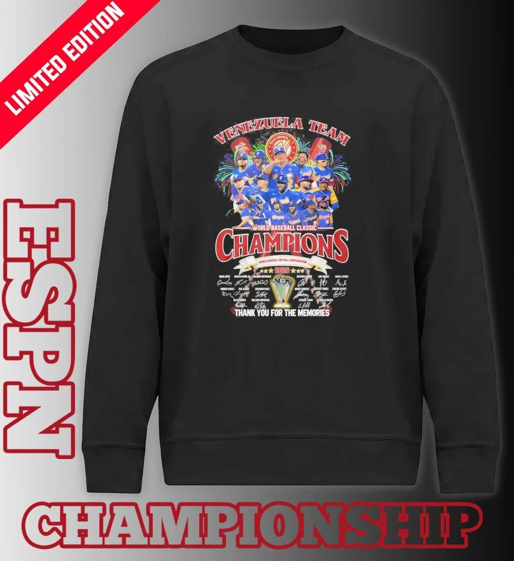 Official Venezuela Team World Baseball Classic Champions 2026 Thank You For The Memories Shirt