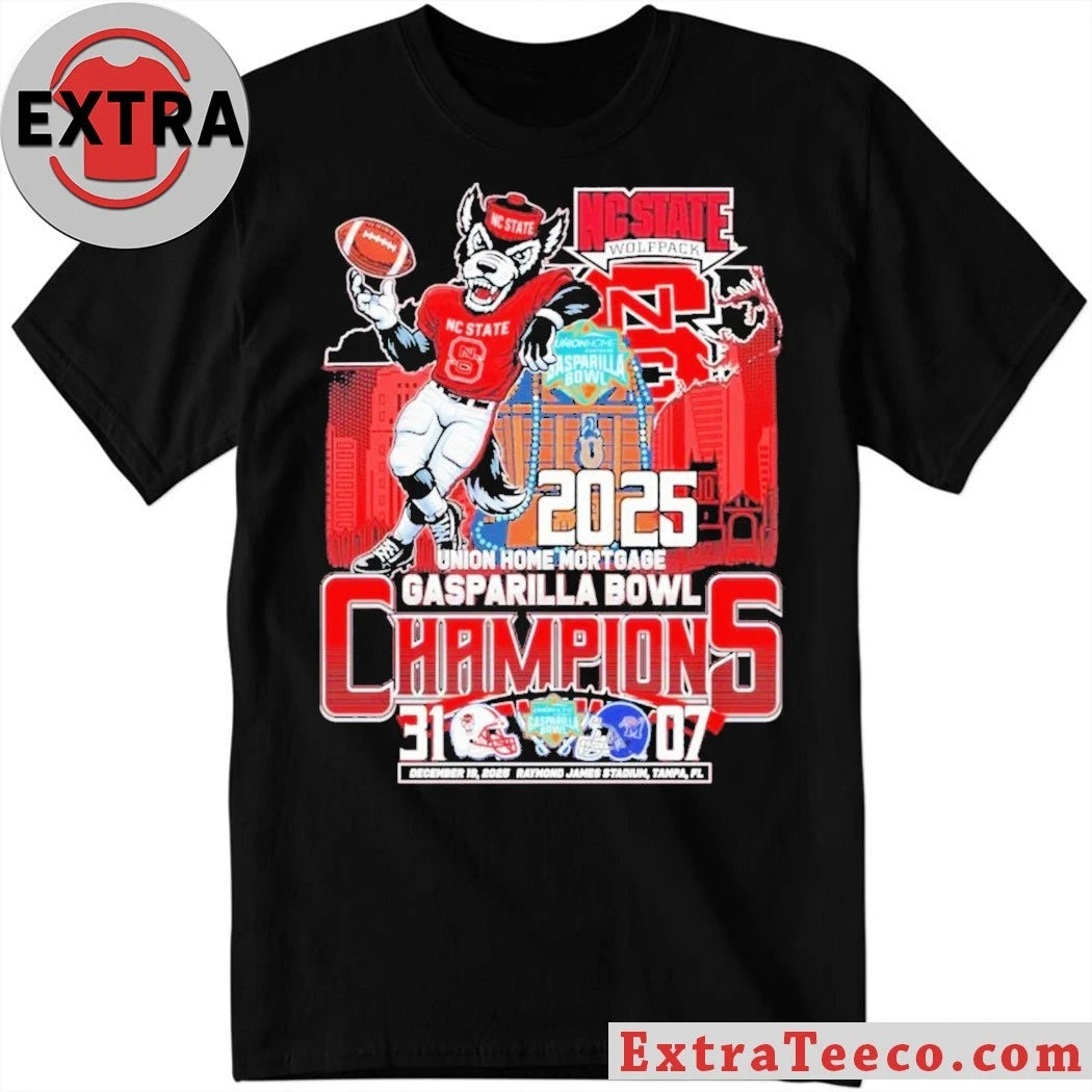 Official Victory of the NC State Wolfpack at the Union Home Mortgage Gasparilla Bowl, December 19, 2025, at Raymond James Stadium, Tampa, FL T-Shirt