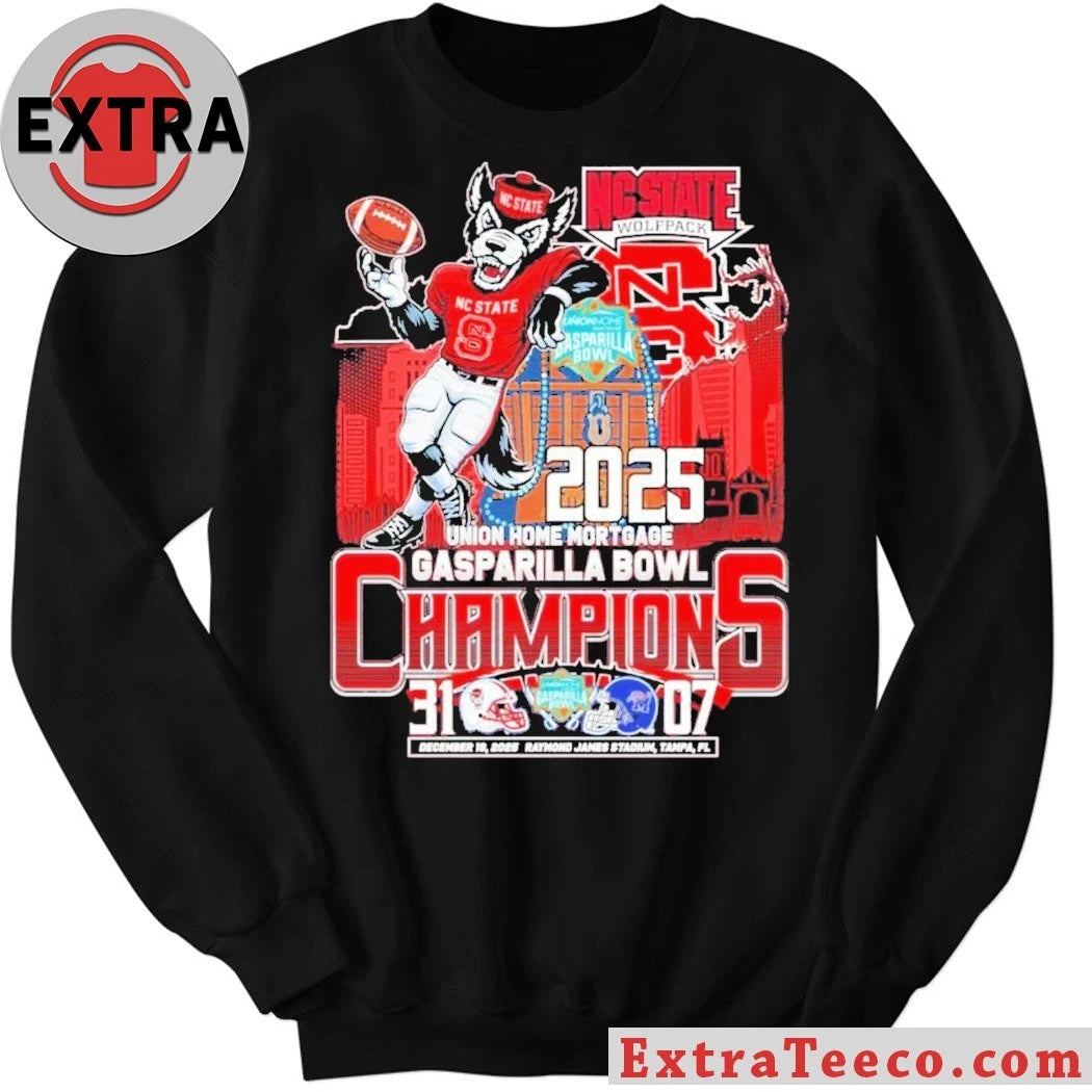 Official Victory of the NC State Wolfpack at the Union Home Mortgage Gasparilla Bowl, December 19, 2025, at Raymond James Stadium, Tampa, FL T-Shirt