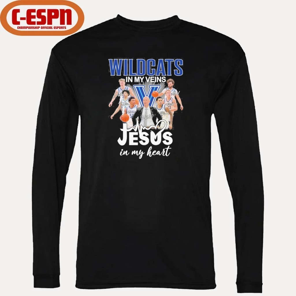 Official Villanova Wildcats Basketball In My Veins Jesus In My Heart Shirt