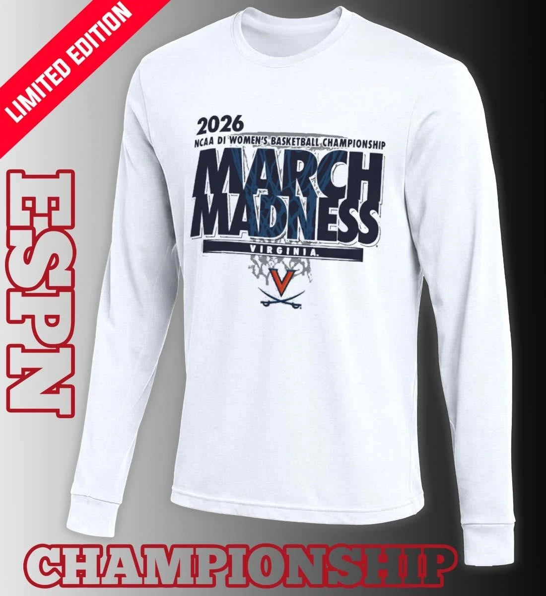 Official Virginia Cavaliers 2026 NCAA DI Women’s Basketball March Madness – First Four Shirt