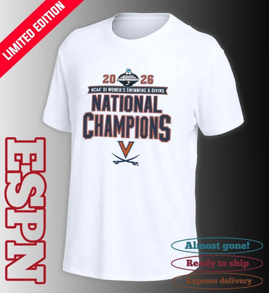 Official Virginia Cavaliers 2026 NCAA Women’s Swimming &amp; Diving National Champions T-Shirt