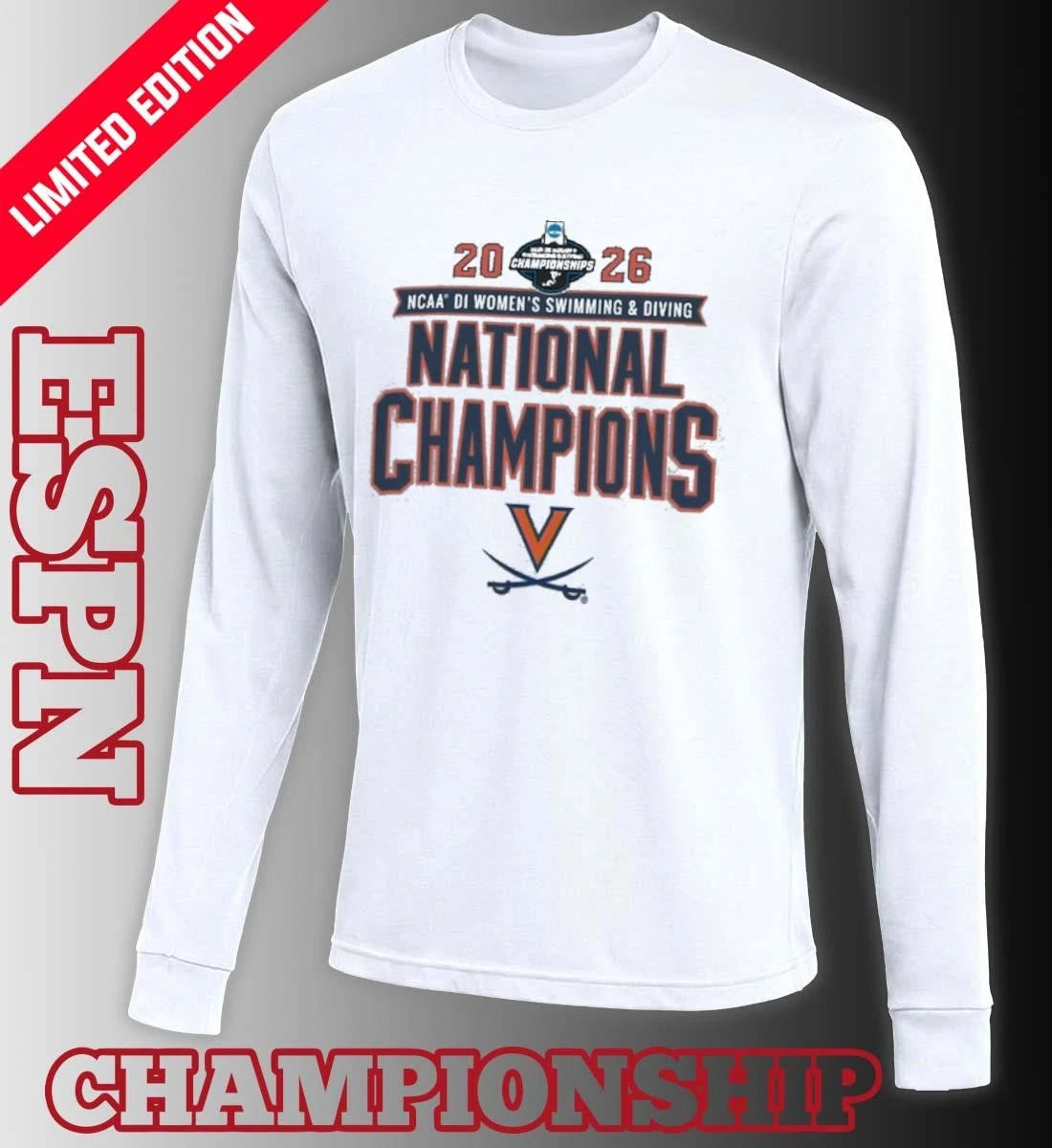 Official Virginia Cavaliers 2026 NCAA Women’s Swimming &amp; Diving National Champions T-Shirt