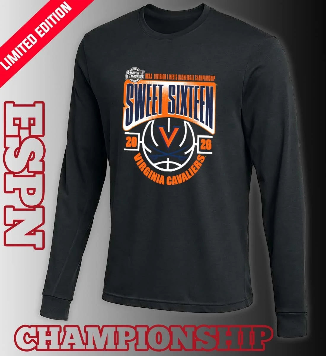 Official Virginia cavaliers Sweet 16 NCAA DI Men’s Basketball Tournament March Madness 2026 T-Shirt