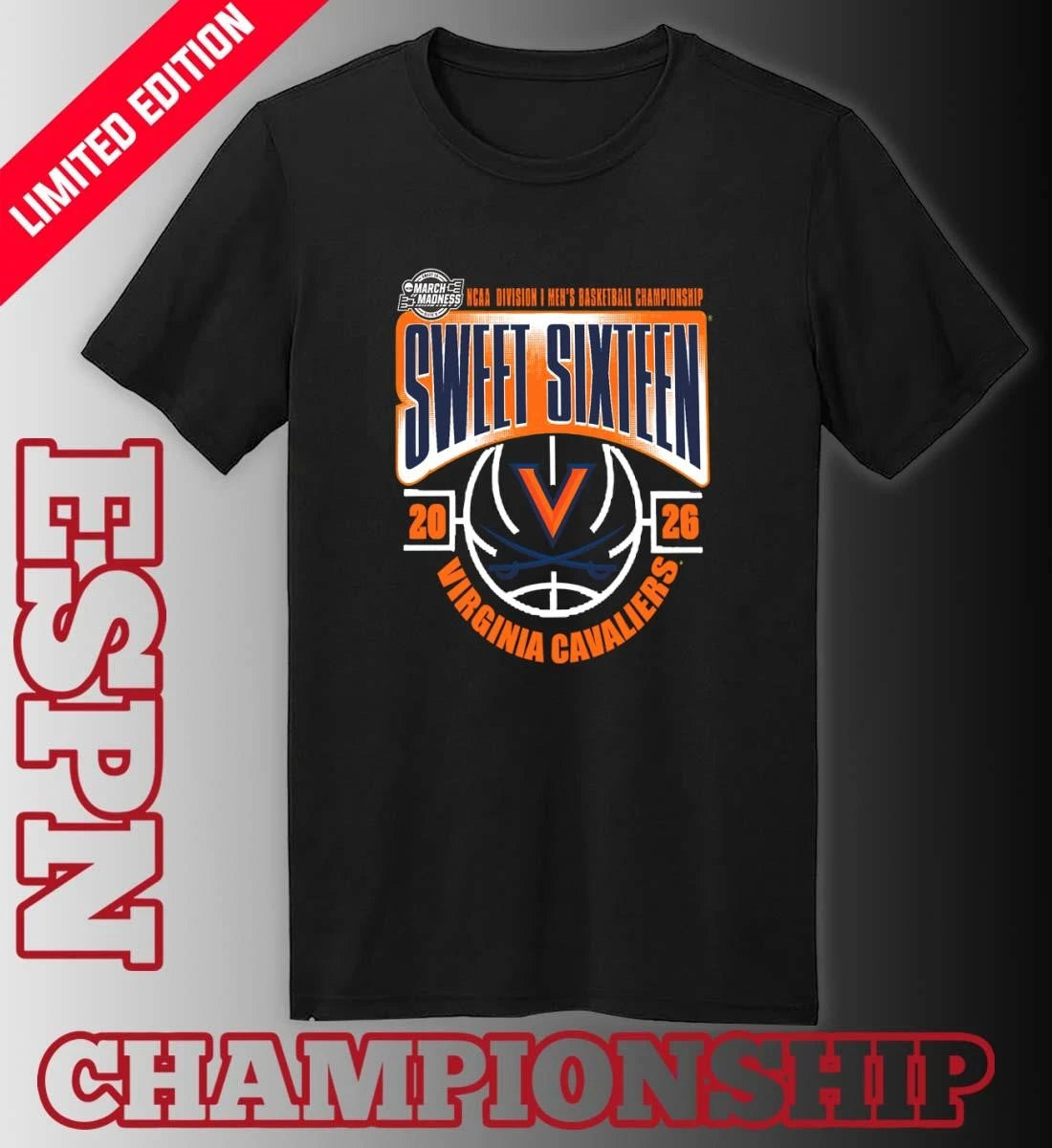 Official Virginia cavaliers Sweet 16 NCAA DI Men’s Basketball Tournament March Madness 2026 T-Shirt