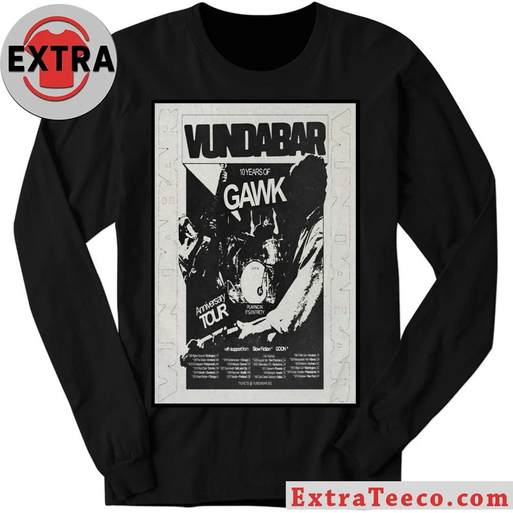 Official Vundabar 10 Years Of Gawk North America 2026 Tour Poster Shirt