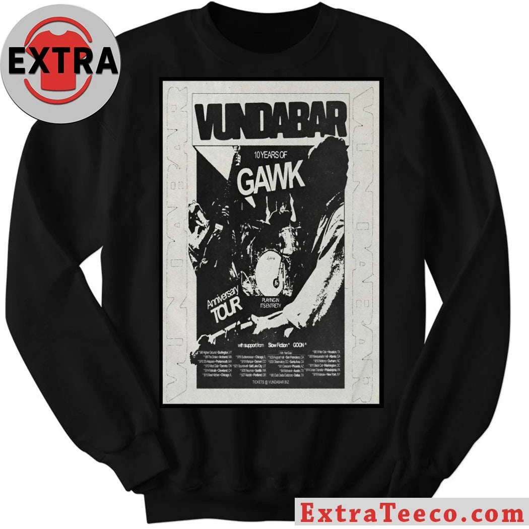 Official Vundabar 10 Years Of Gawk North America 2026 Tour Poster Shirt