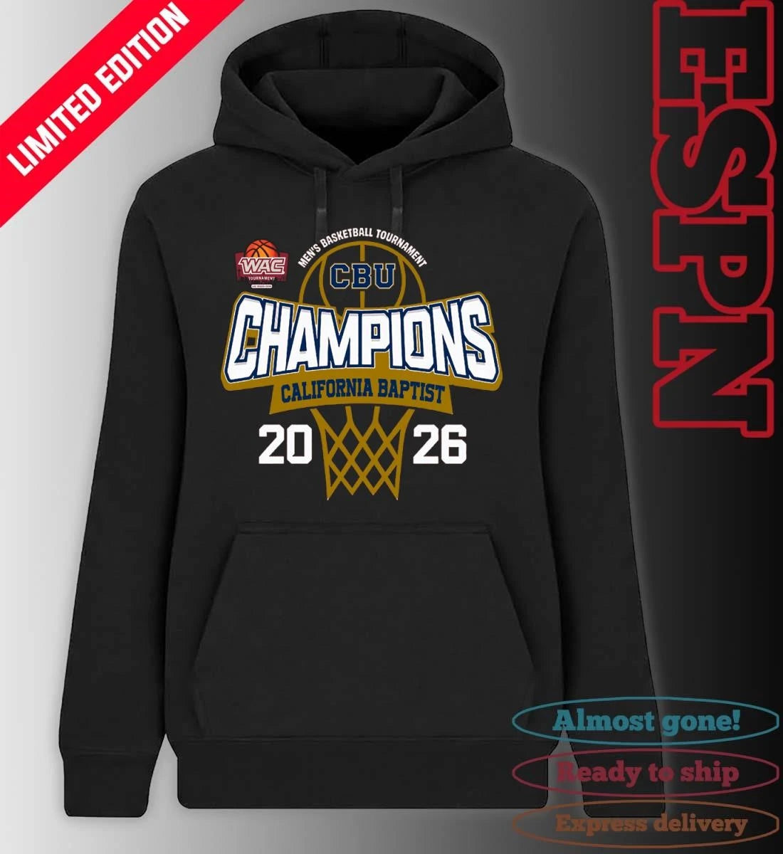 Official WAC Men’s Basketball Tournament 2026 Champions California Baptist Lancers T-Shirt