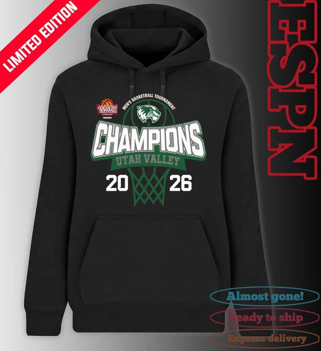 Official WAC Men’s Basketball Tournament 2026 Champions Utah Valley Wolverines Shirt