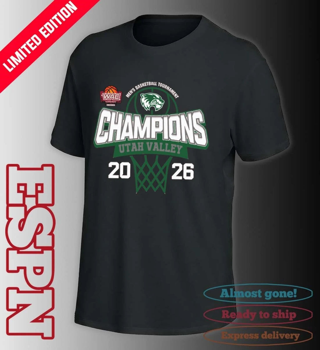 Official WAC Men’s Basketball Tournament 2026 Champions Utah Valley Wolverines Shirt