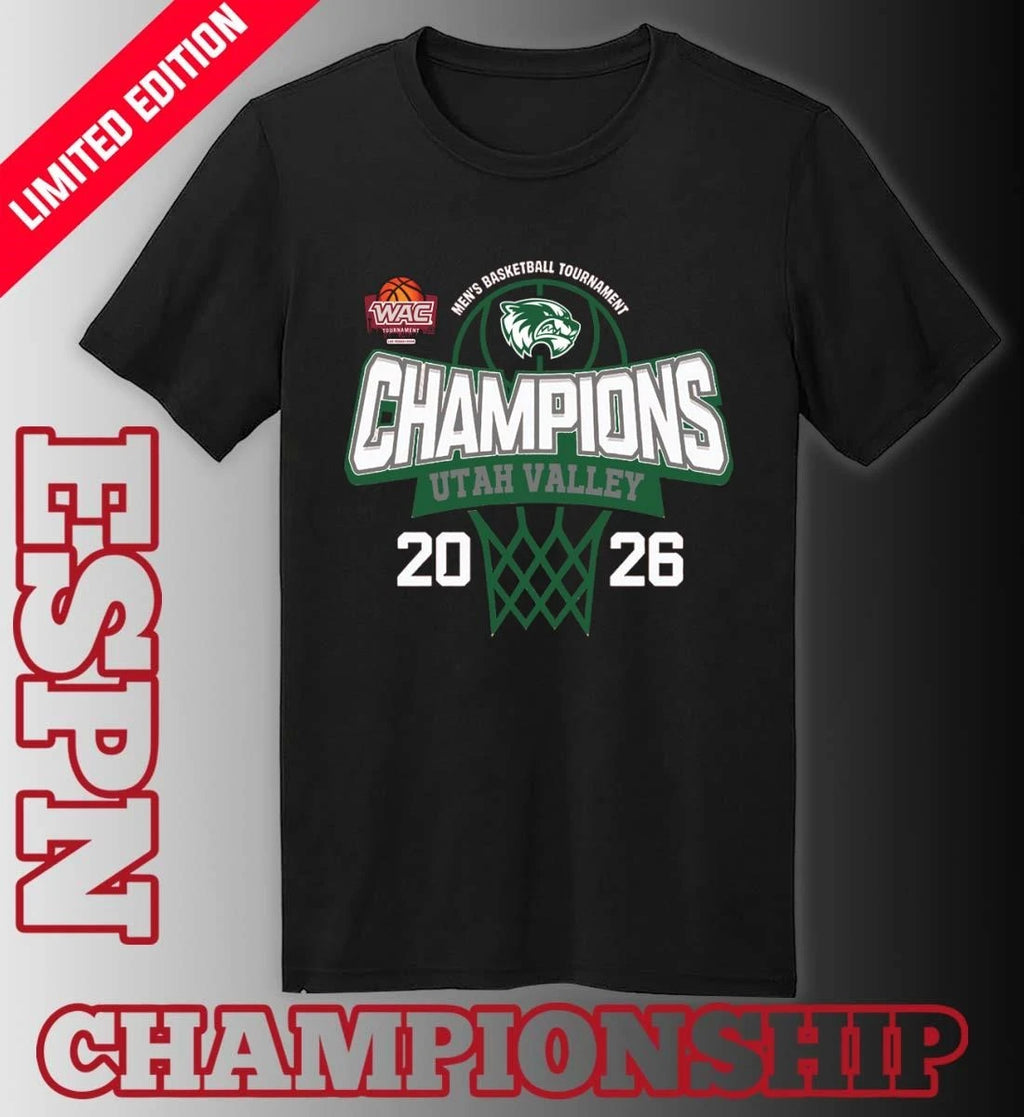 Official WAC Men’s Basketball Tournament 2026 Champions Utah Valley Wolverines Shirt