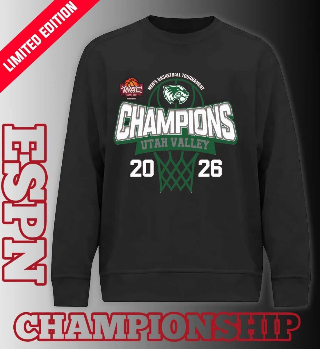 Official WAC Men’s Basketball Tournament 2026 Champions Utah Valley Wolverines Shirt