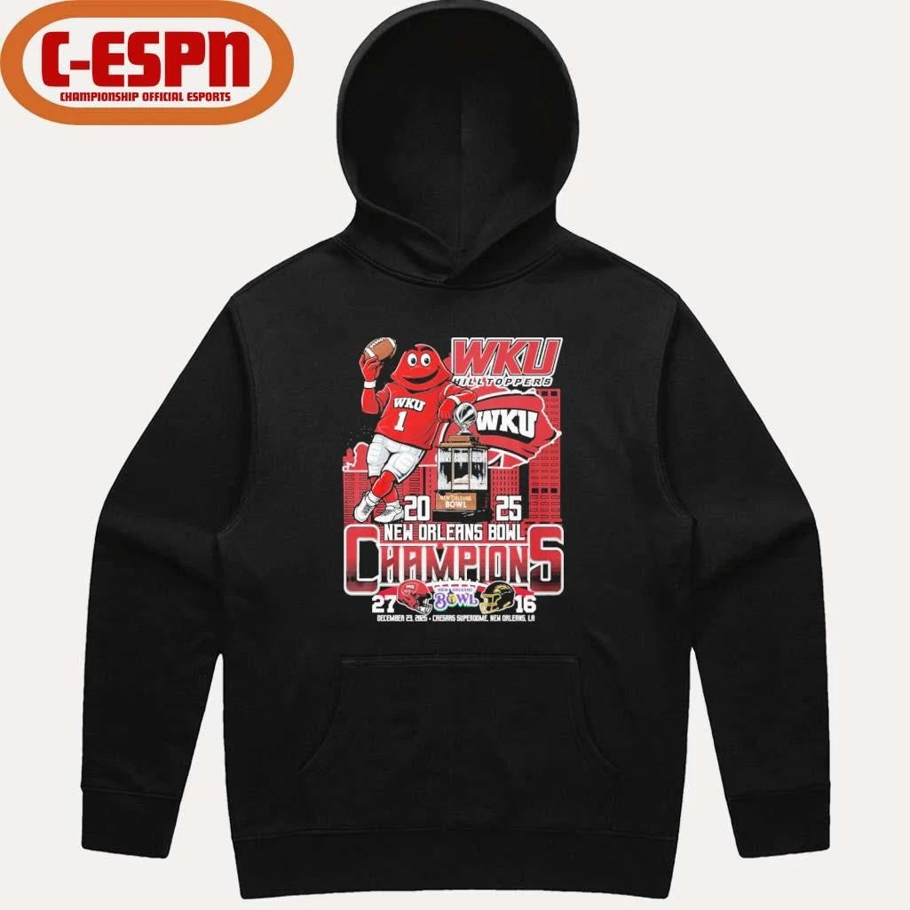 Official WKU Hilltoppers Mascot 2025 New Orleans Bowl Champions Score Shirt