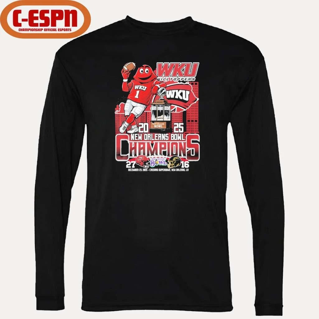 Official WKU Hilltoppers Mascot 2025 New Orleans Bowl Champions Score Shirt