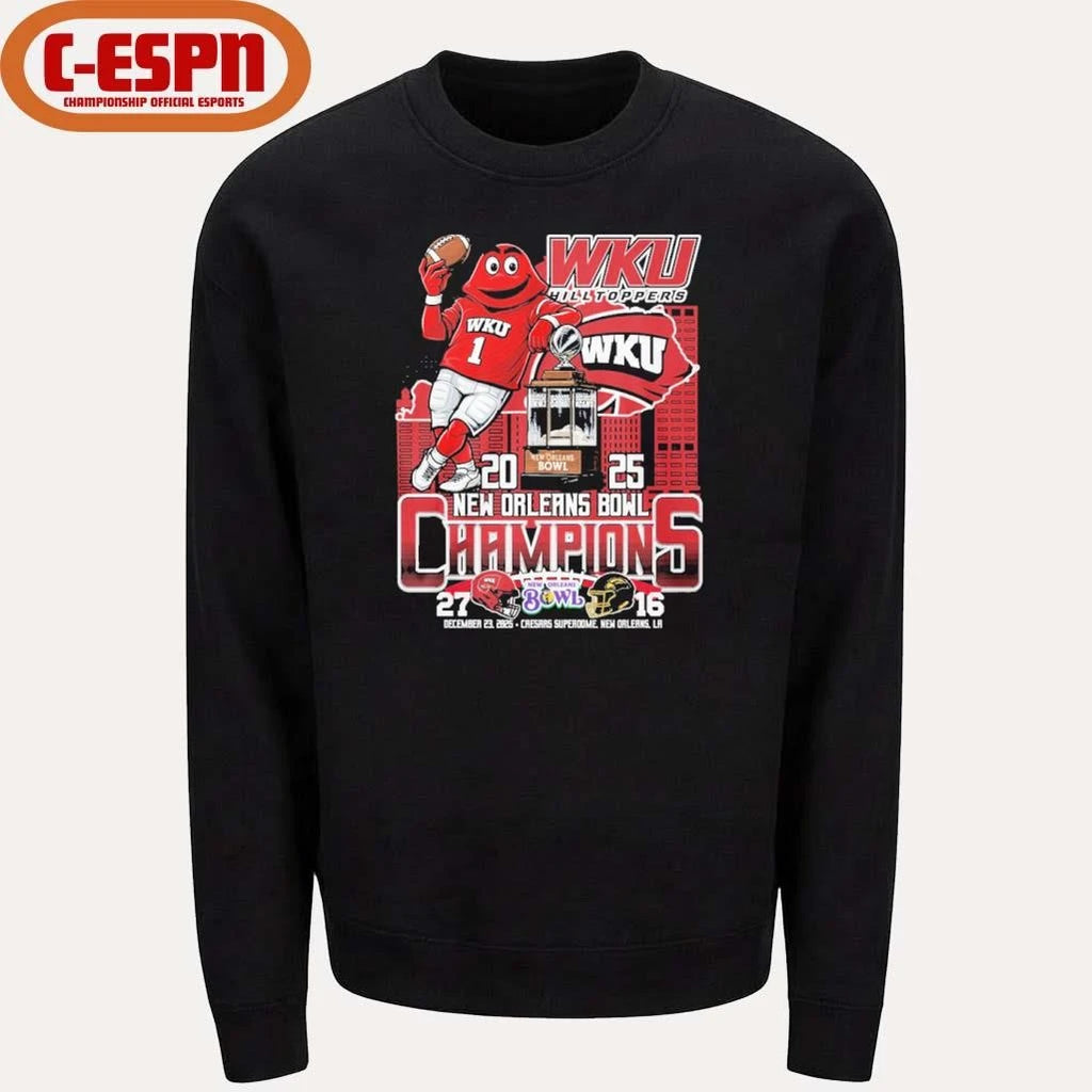 Official WKU Hilltoppers Mascot 2025 New Orleans Bowl Champions Score Shirt